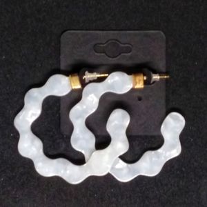 2 for $16 Resin hoop earrings pearly white